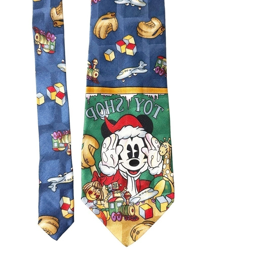 Vintage Disney Atlas Design Silk Mickey Mouse Christmas Toy Shop Tie
